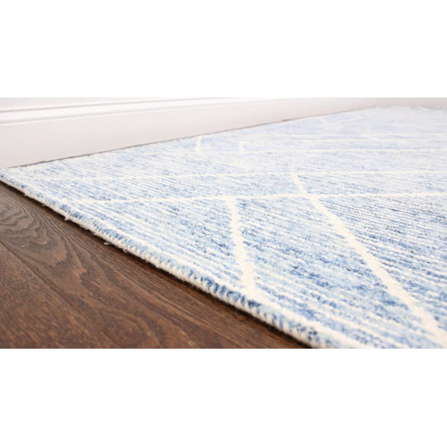 Etta Avenue™ Hayley Geometric Handmade Tufted Wool Blue Area Rug